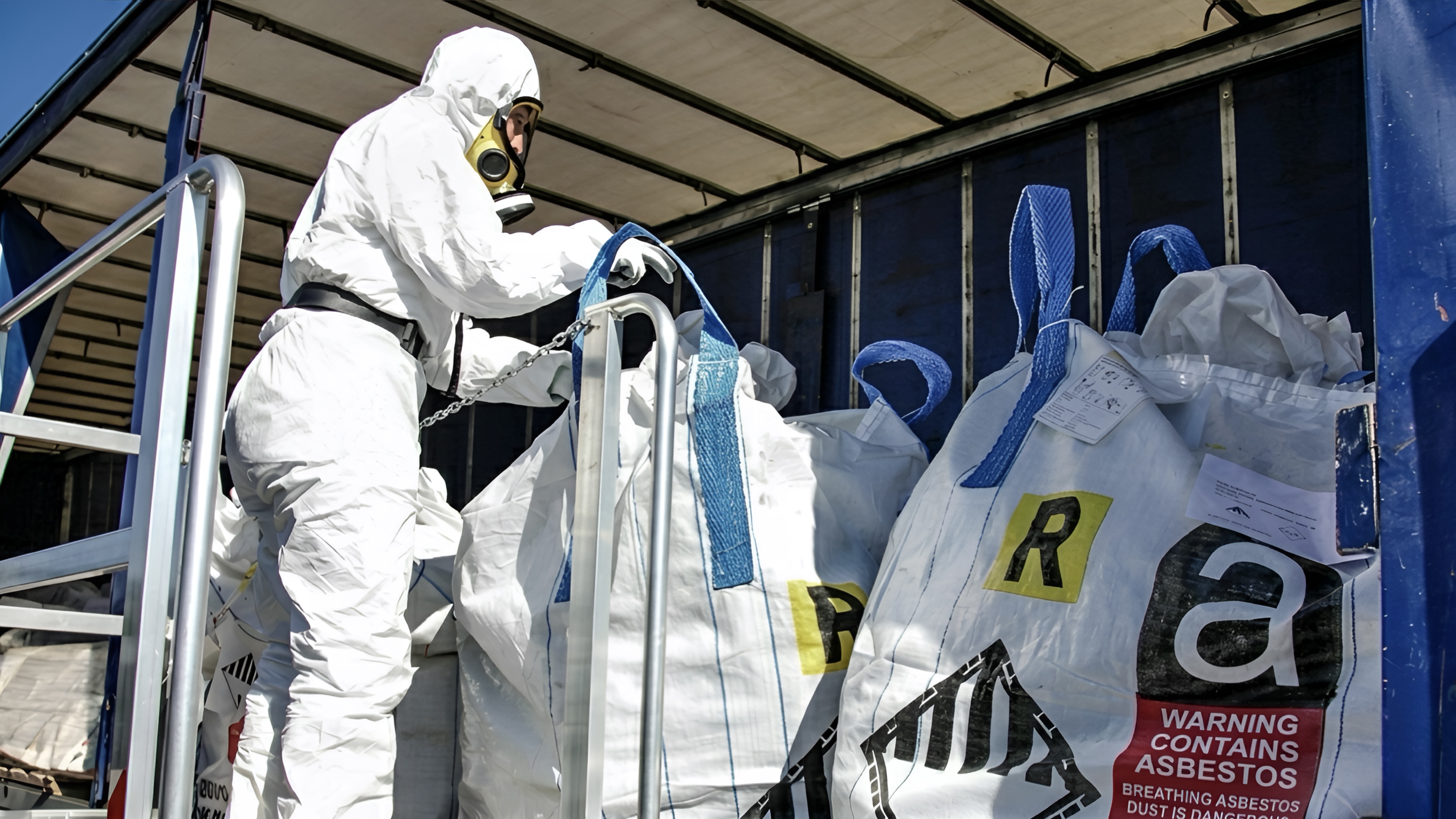 Asbestos waste collection and disposal van in Surrey